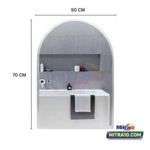 Ceramax Cermin Kamar Mandi Oval Salerno 50 × 70 cm Silver visual 2