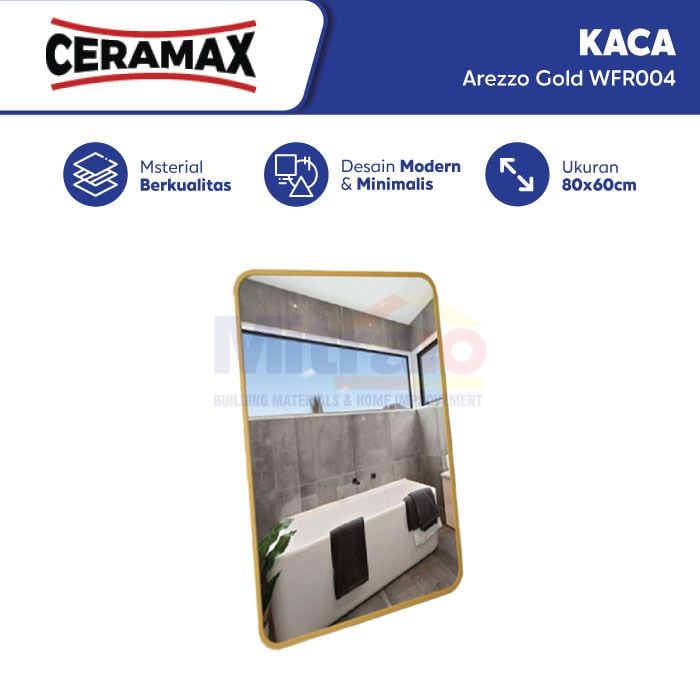 Ceramax Cermin Kamar Mandi Persegi Arezzo Gold WFR004 80 × 60 cm visual 2