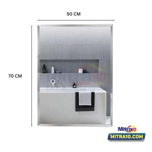 Ceramax Cermin Kamar Mandi Persegi Panjang Bergamo 50 × 70 cm Silver visual 2