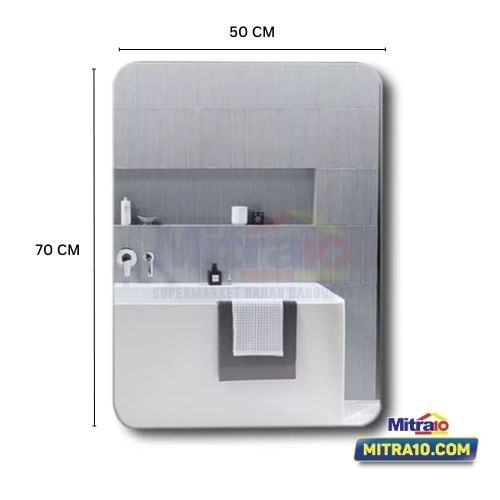 Ceramax Cermin Kamar Mandi Persegi Panjang Naples 50 × 70 cm Silver visual 2