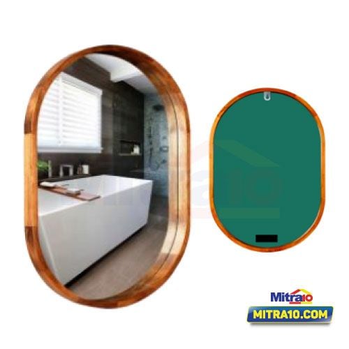 Ceramax Cermin Oval Grosseto Natural WFR010 80 × 50 cm Coklat visual 2