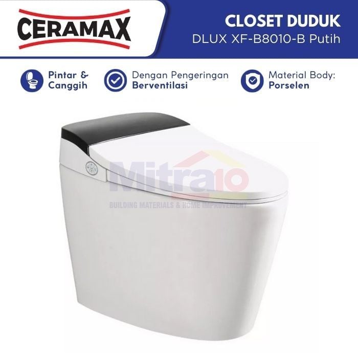 Ceramax Closet Duduk Pintar Dlux XF-B8010-B Putih visual 2