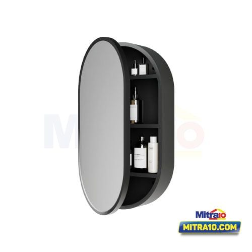 Ceramax Kabinet Dinding Oval Duba YC-BA24155 Hitam Matt 40 × 70 cm visual 2