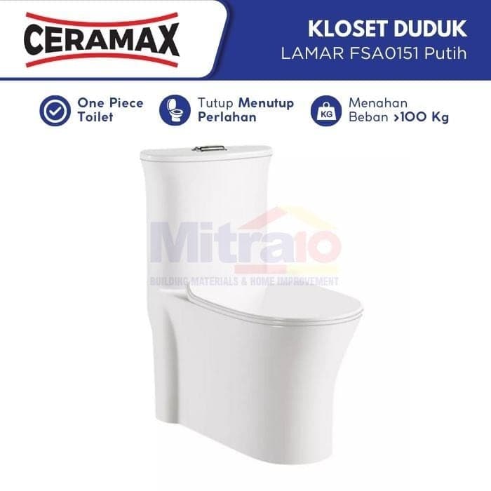 Ceramax Kloset Duduk Satu Bagian Lamar FSA0151 Putih 72cm X 42.5cm X 77cm. visual 2