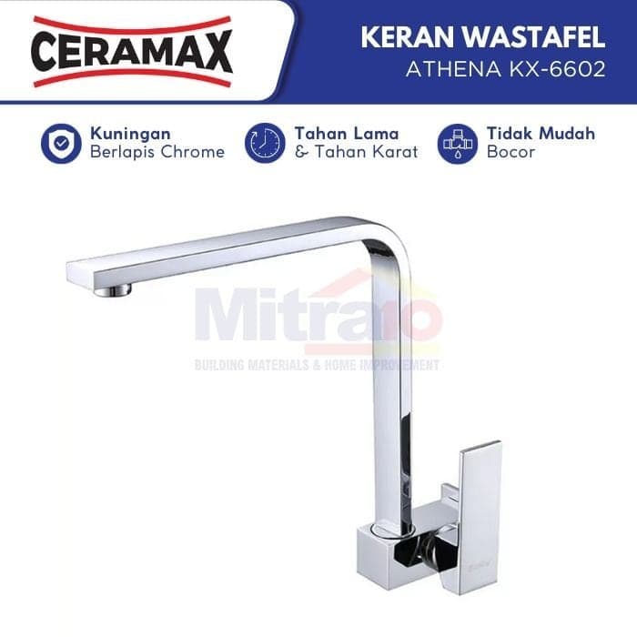 Ceramax Kran Dinding Wastafel Dapur Stainless Athena KX-6602 visual 2