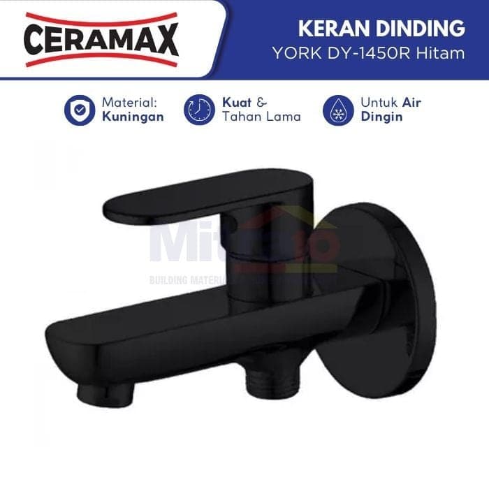 Ceramax Kran Dinding York DY-1450R Hitam visual 2