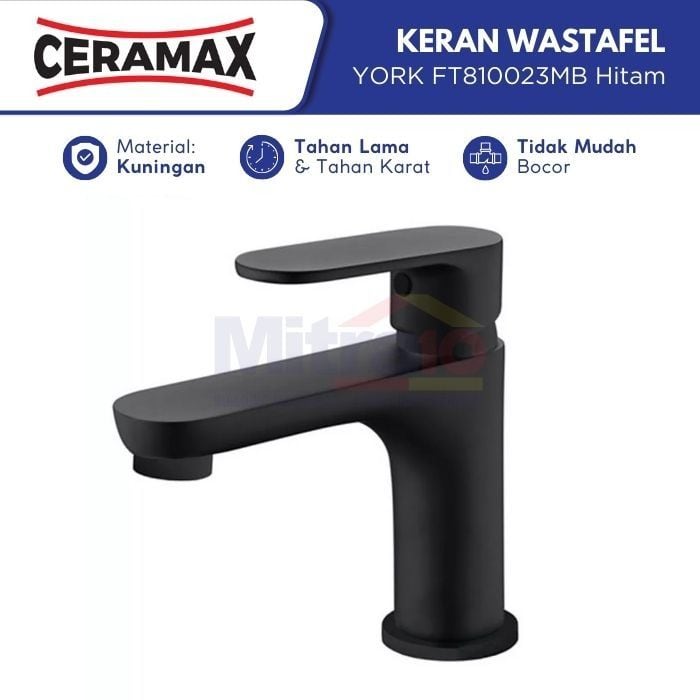Ceramax Kran Wastafel York FT810023MB Hitam visual 2