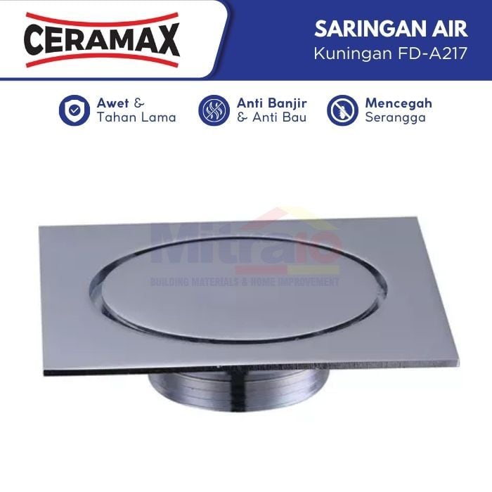 Ceramax Saringan Air Kamar Mandi Kuningan FD-A217 11 × 11 cm visual 2
