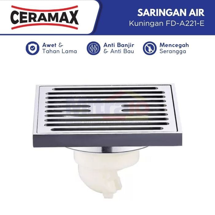 Ceramax Saringan Air Kamar Mandi Kuningan FD-A221-E 11 × 11 cm visual 2