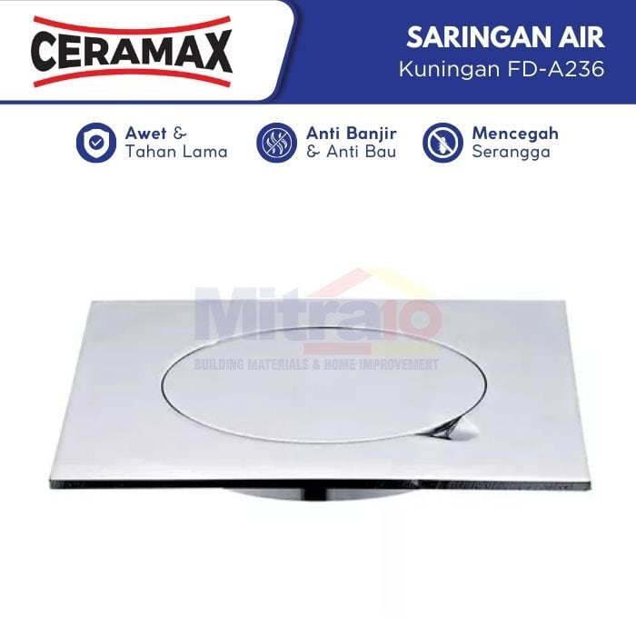 Ceramax Saringan Air Kamar Mandi Kuningan FD-A236 11 × 11 cm visual 2