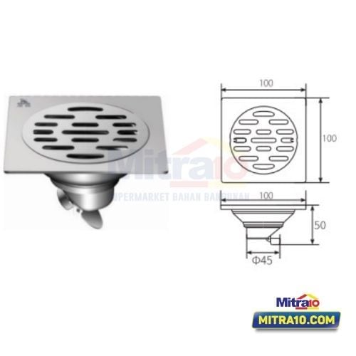 Ceramax Saringan AIr Lantai SP-RD201A 100 × 100 × 50MM Silver visual 2