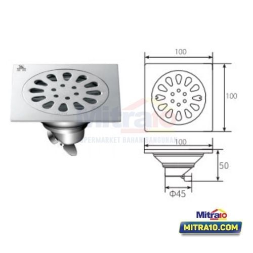 Ceramax Saringan AIr Lantai SP-RD203A 100 × 100 × 50MM Silver visual 2