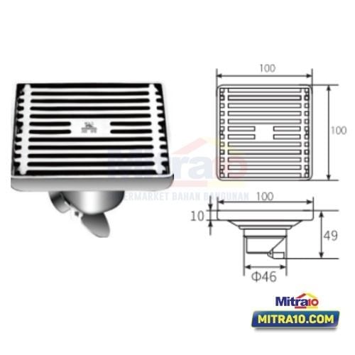 Ceramax Saringan AIr Lantai SP-RD217A 100 × 100 × 49MM Silver visual 2