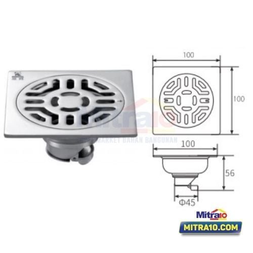Ceramax Saringan AIr Lantai SP-RD222A 100 × 100 × 56MM Silver visual 2