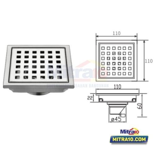 Ceramax Saringan AIr Lantai SP-RD233A 100 × 100 × 60MM Silver visual 2