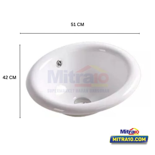 Ceramax Wastafel Atas Meja Keir FSB0340 51 × 41.5 × 19 cm Putih visual 2
