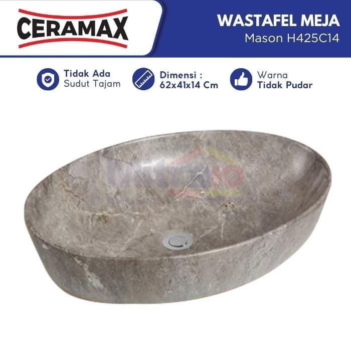 Ceramax Wastafel Atas Meja Mason H425C14 Coklat visual 2