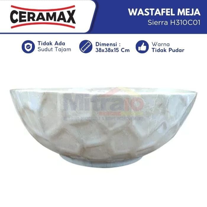 Ceramax Wastafel Atas Meja Siera H310C01 Coklat visual 2