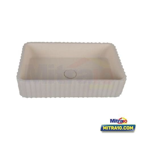 Ceramax Wastafel Atas Meja Terrazzo Zea CS-0111 Putih visual 2