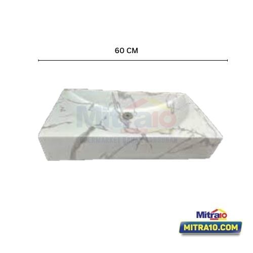 Ceramax Wastafel Elora H-464-CW ABV 34,5x60 x 11,5 cm Putih Marble visual 2