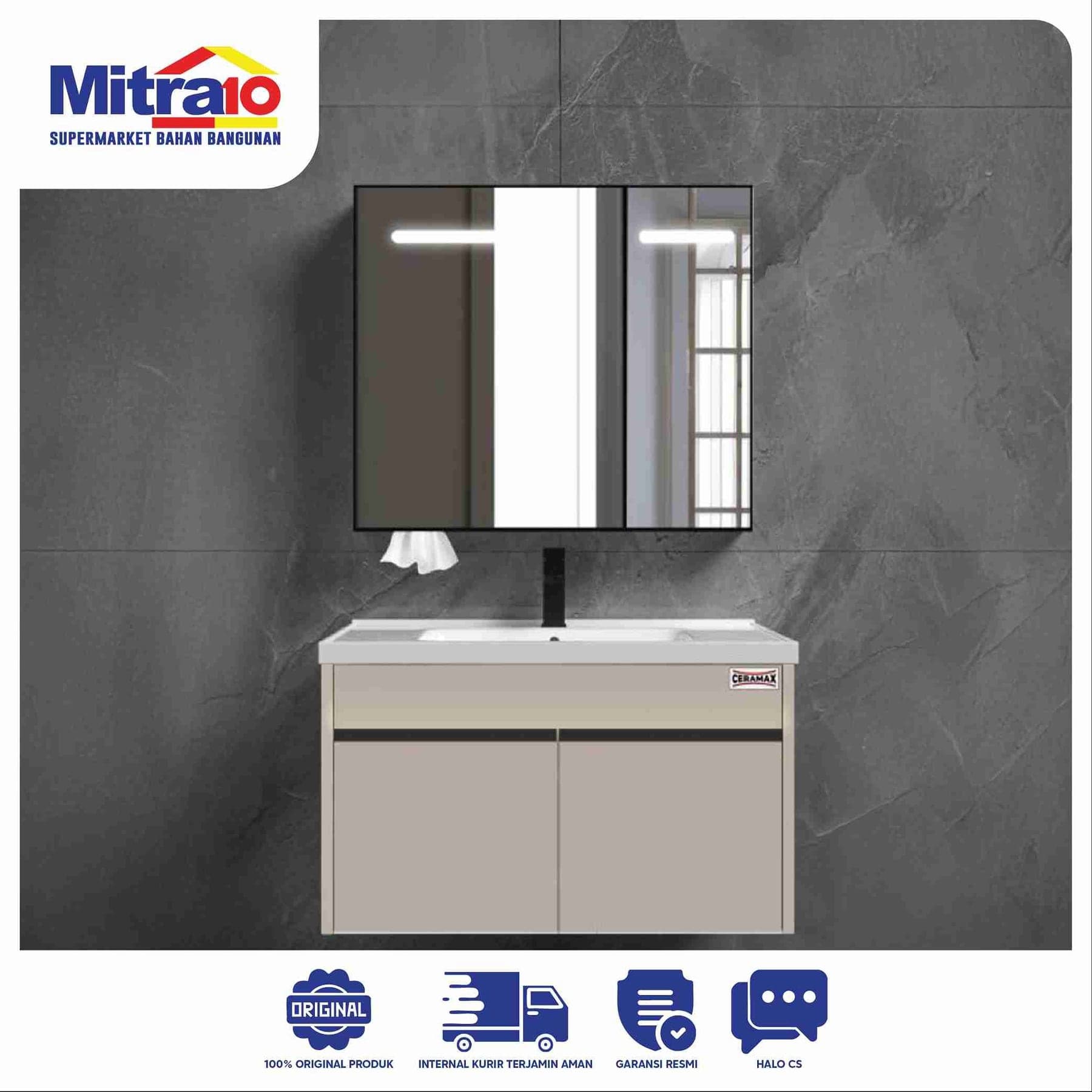 Set Kabinet SPC Ceramax ALHENA MBS07 70 cm Beige visual 2