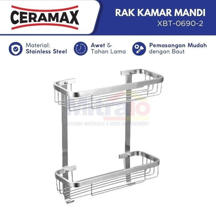 Cermax Rak Stainless Tempat Sabun Kamar Mandi XBT-0690-2 visual 2