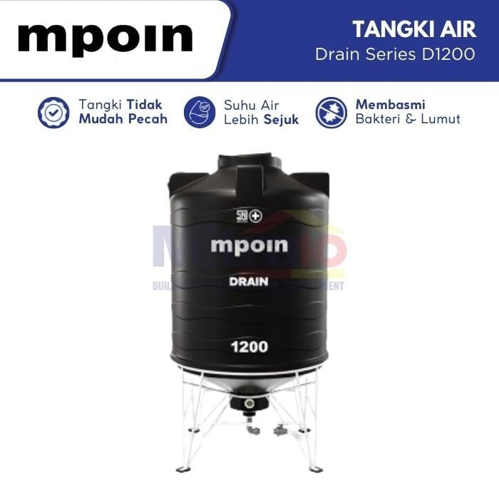 Mpoin Tangki Air Drain Series D1200 1100 L Hitam visual 2