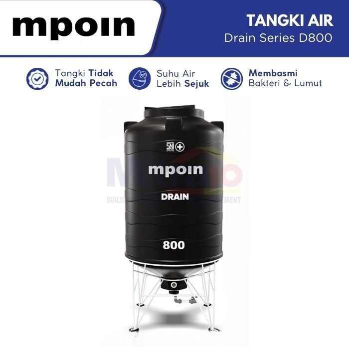 Mpoin Tangki Air Drain Series D800 750 L Hitam visual 2