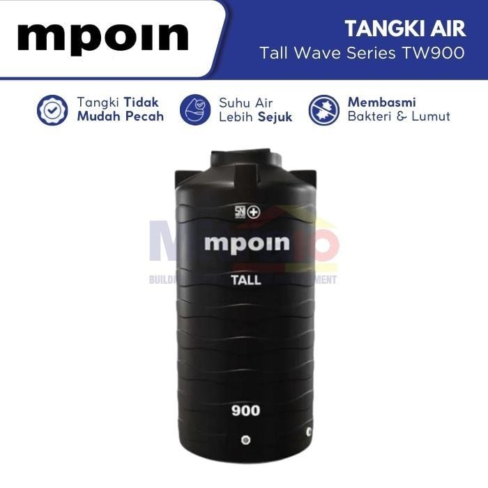 Mpoin Tangki Air Tall Wave Series TW900 900 L Hitam visual 2