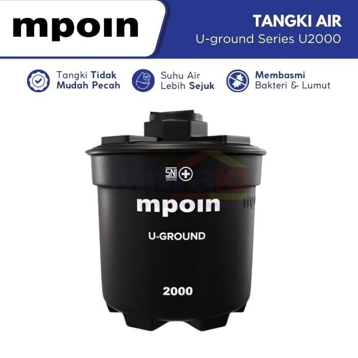 Mpoin Tangki Air U-ground Series U2000 2000 L Hitam visual 2