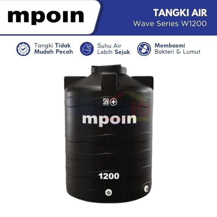 Mpoin Tangki Air Wave Series W1200 1200 L Hitam visual 2