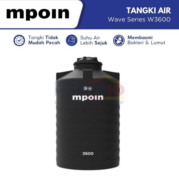 Mpoin Tangki Air Wave Series W3600 3600 L Hitam visual 2