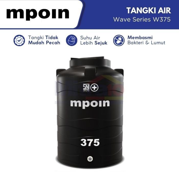 Mpoin Tangki Air Wave Series W375 375 L Hitam visual 2