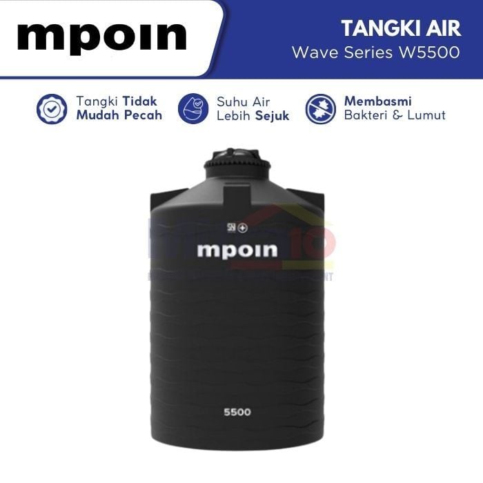 Mpoin Tangki Air Wave Series W5500 5500 L Hitam visual 2