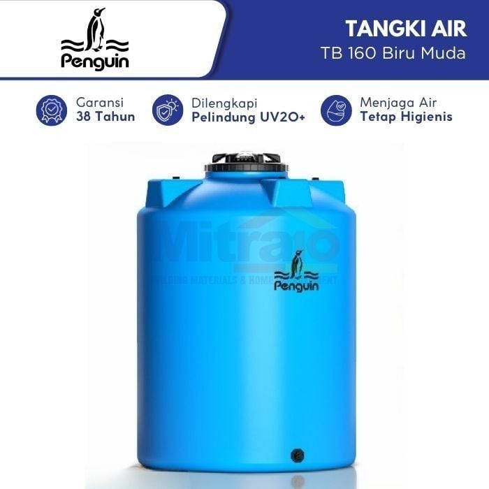 Penguin Tangki Air TB 160 1550 L Biru Muda Plastik (Pre Order) visual 2