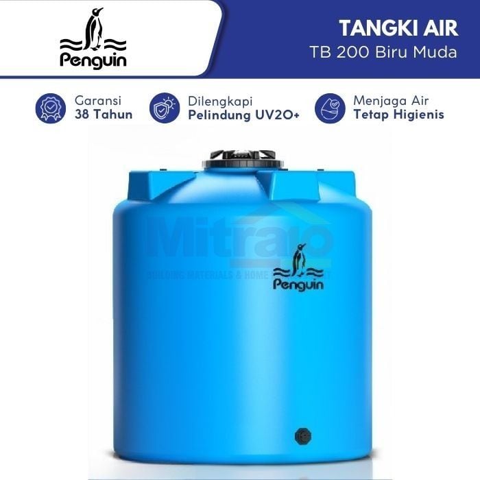 Penguin Tangki Air TB 200 2000 L Biru Muda Plastik (Pre Order) visual 2