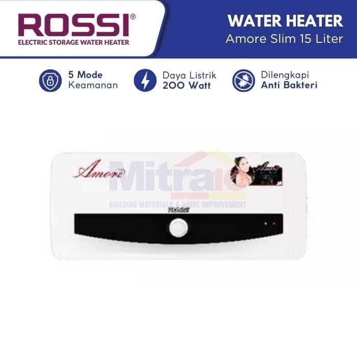 Rossi Water Heater Listrik Amore Slim 15 L Putih visual 2