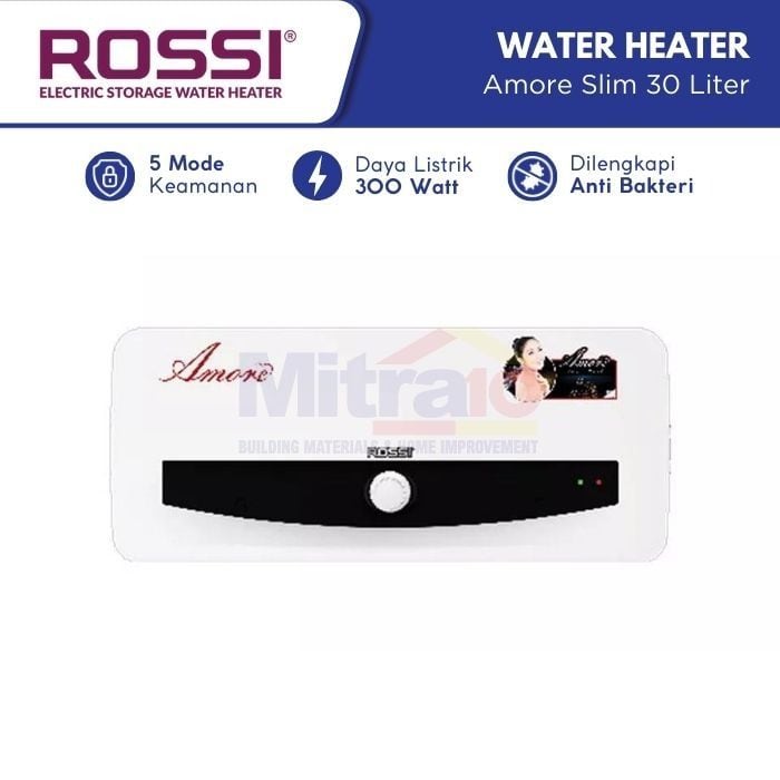 Rossi Water Heater Listrik Amore Slim 30 L Putih visual 2