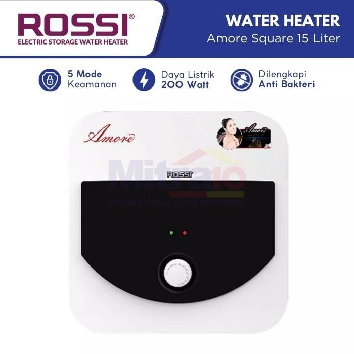 Rossi Water Heater Listrik Amore Square 15 L Putih visual 2