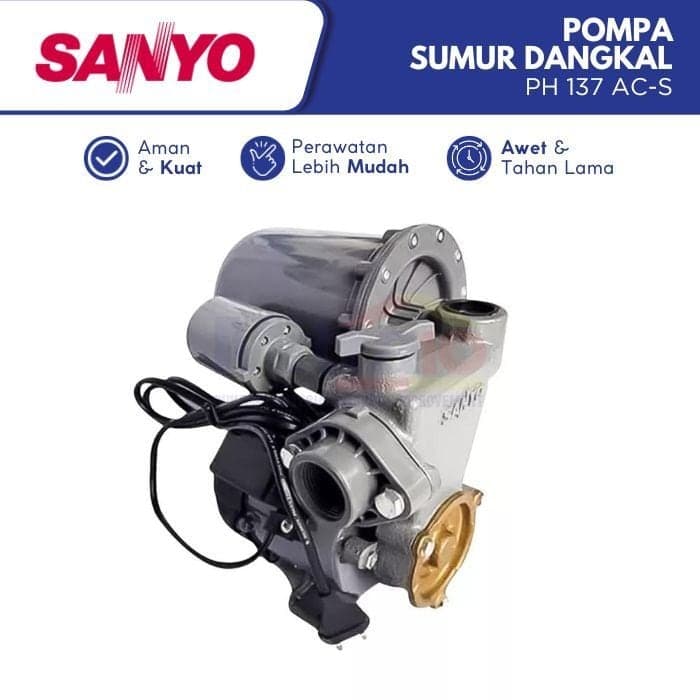Sanyo Pompa Sumur Dangkal PH 137 AC-S visual 2