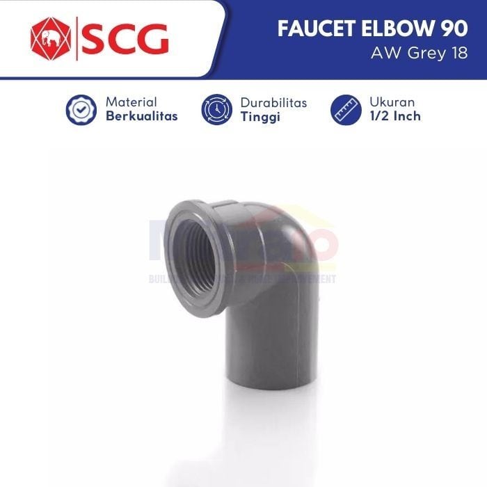 Scg Faucet Elbow Sambungan Pipa Pvc 90 Derajat Drat Dalam Aw Grey 18 1/2 Inch visual 2