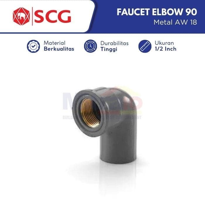 Scg Faucet Elbow Sambungan Pipa Pvc 90 Derajat Drat Dalam Metal Aw Grey 18 1/2 Inch visual 2