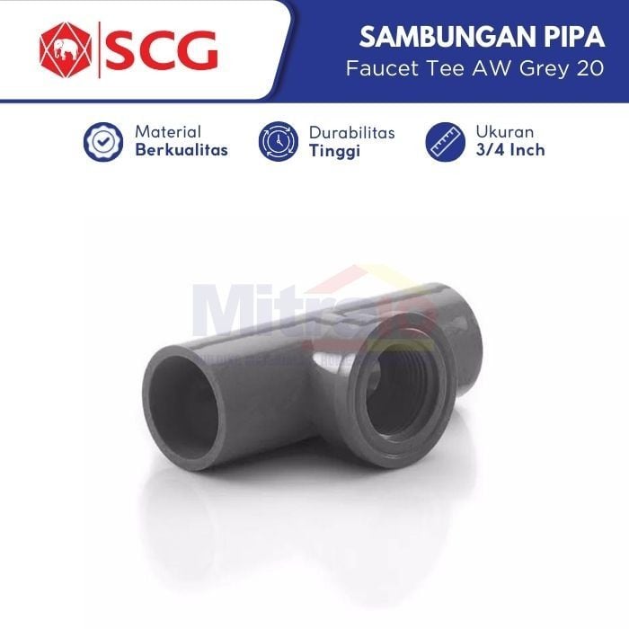 Scg Faucet Tee Sambungan Pipa Pvc Aw Grey 20 3/4 Inch visual 2