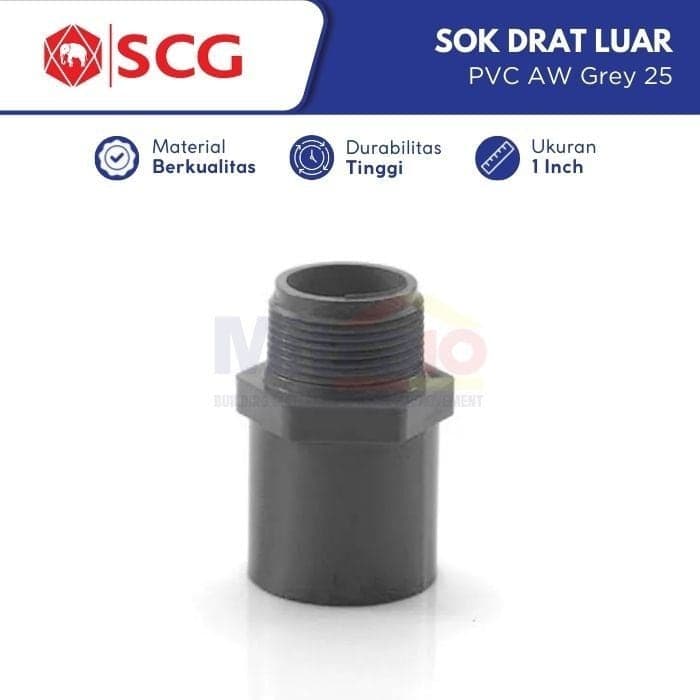 Scg Sok Drat Luar Pvc Aw Grey 25 1 Inch visual 2