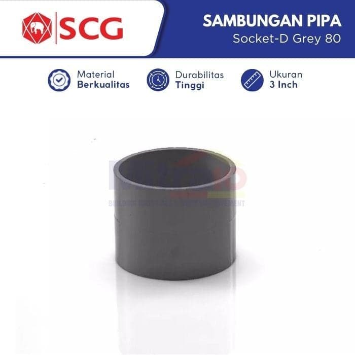 Scg Sok Sambungan Pipa Pvc SOCKET-D Grey 80 3 Inch visual 2