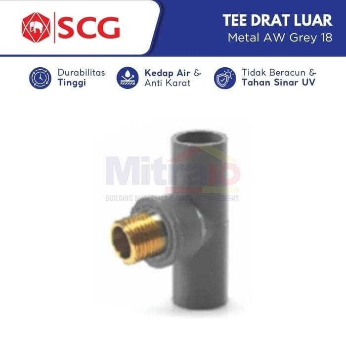 Scg Tee Sambungan Pipa Pvc Drat Metal Luar Aw Grey 18 1/2 Inch visual 2