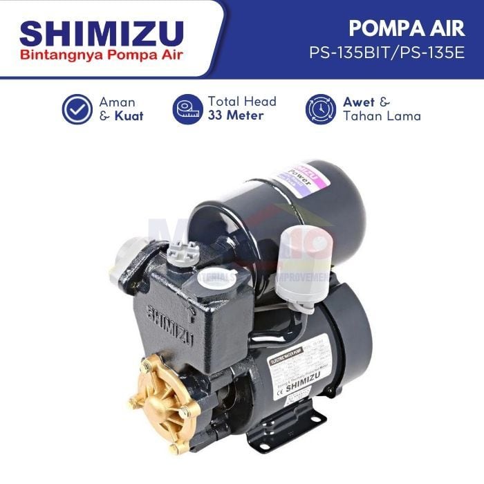 Shimizu Mesin Pompa Air Sumur Dangkal PS-135BIT/PS-135E 125 W visual 2