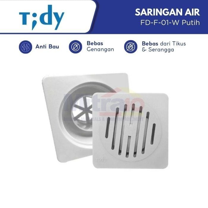 Saringan Air Kamar Mandi Tidy FD-F-01-W 11 × 11 cm Putih visual 2