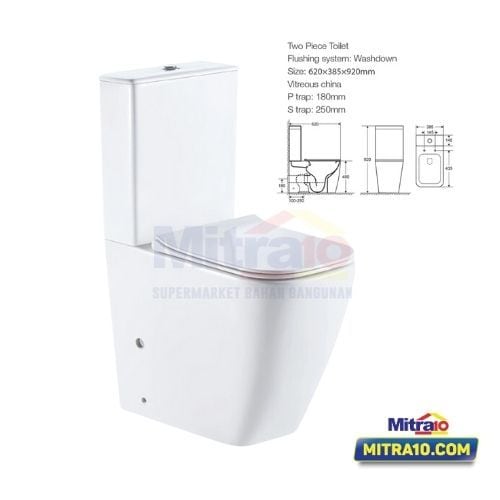 Tidy 1228A Kloset Duduk Dua Bagian Putih visual 2
