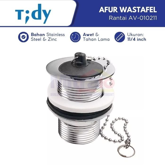 Tidy Afur Lubang Pembuangan Wastafel Dengan Rantai AV-010211 11/4 Inch visual 2